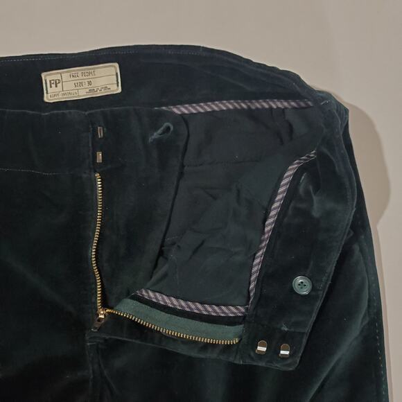 Free People Oxanna Jewel Green Stretch Velvet Flared Pants Womens Size 30 Boho - Picture 8 of 12
